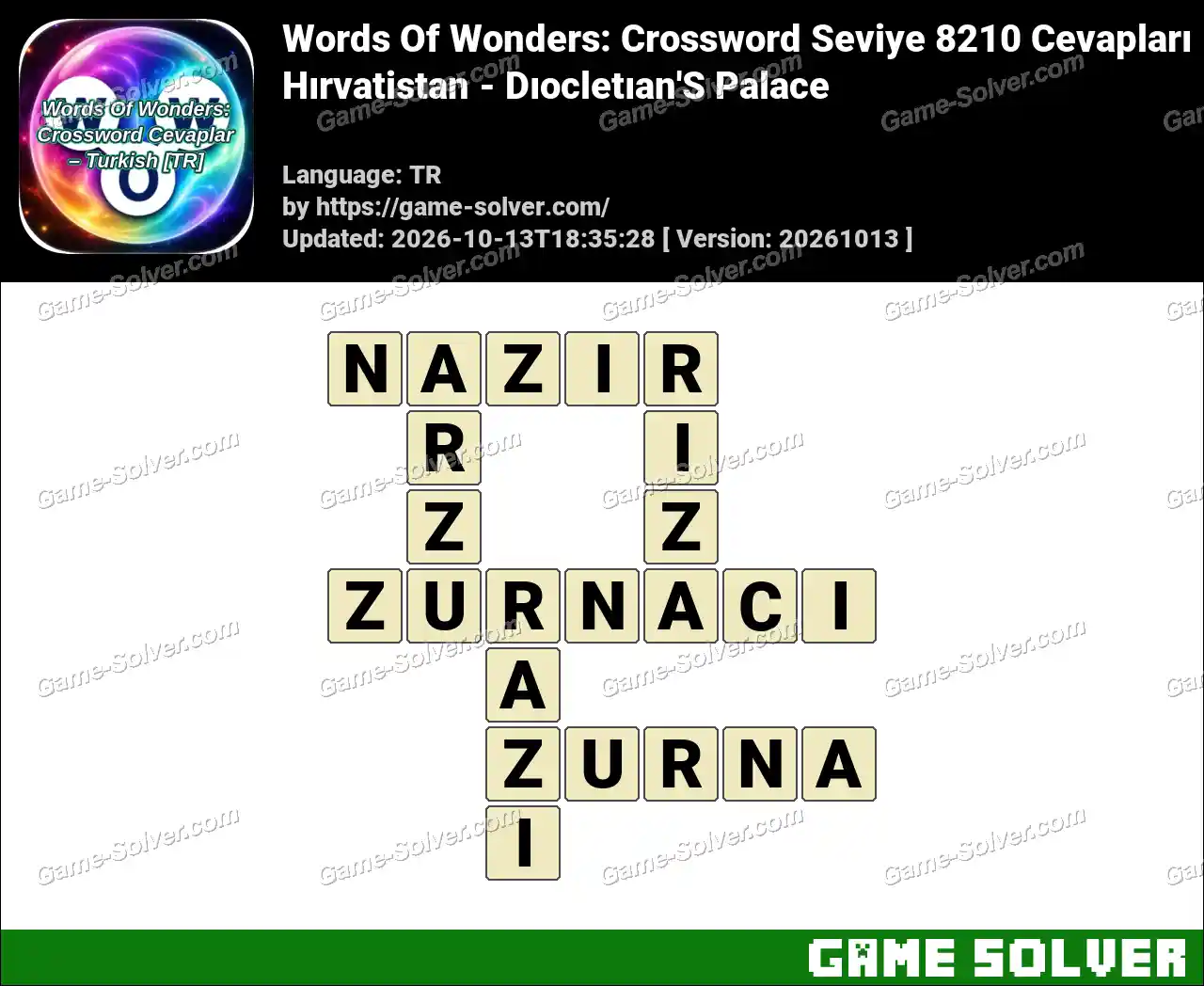 Words Of Wonders: Crossword Seviye 8210 Cevapları – Hırvatistan – Dıocletıan’S Palace